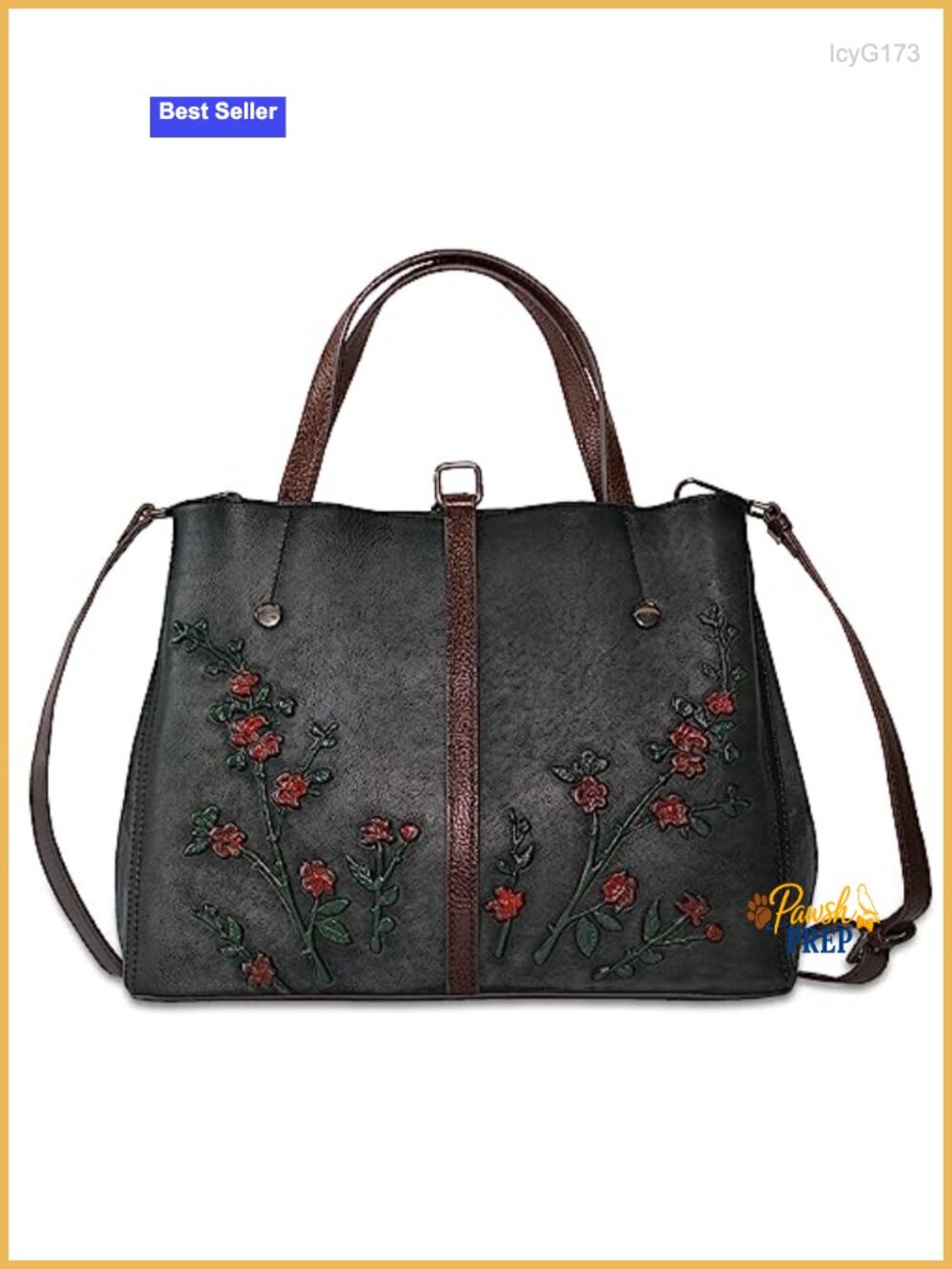 Genuine Leather Satchel Handbag Women Top Handle Vintage Embossed Crossbody